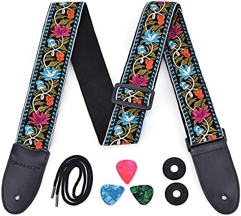 CLOUDMSUSIC Guitar Strap Acoustic Classical Bass Electric 2" Wide Strap With Jacquard Embroider Pattern For Adult Kids(Black and White Milky Way) CLOUDMUSIC