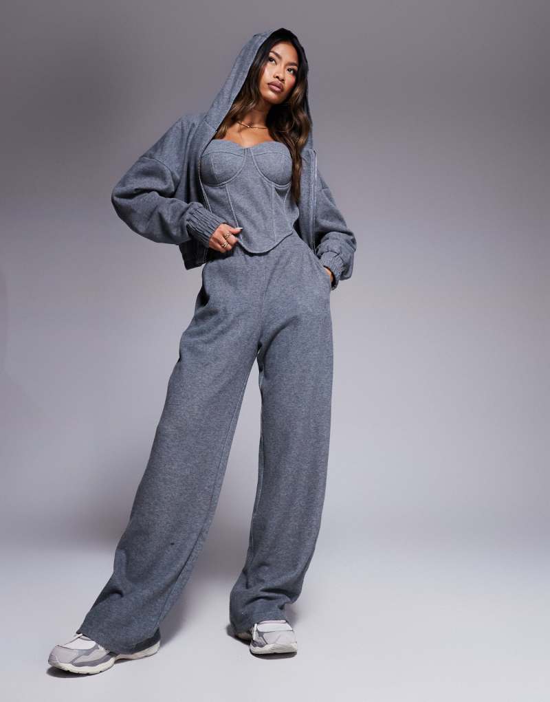 Wanderdoll Constance wide leg sweatpants in charcoal - part of a set Wanderdoll