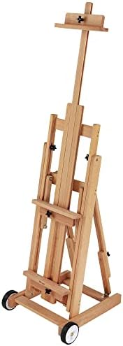 Creative Mark Mirage Studio Artist Painters H Frame Easel - Portable Lightweight Art Easel with Storage for Adults - Fully Adjustable with Wheels for Portability and Storage - Natural Elm Wood Finish Creative Mark