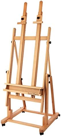 Cezanne Creative Mark Saint Remy H Frame Artist Easel - Durable Lightweight Art Easel with Adjustable Angle and Wheel for Drawing and Painting - Oiled Beechwood Finish - Ideal for Artist Creative Mark