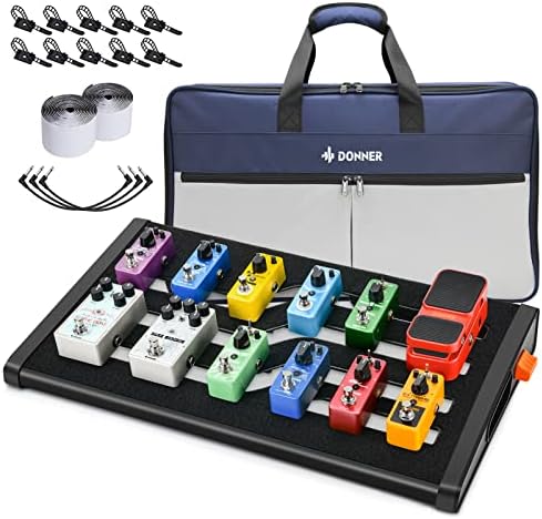 Donner Guitar Effects Pedal Board, DB-S200 Large Power Supply Pedalboard Set with Convertible Bag Backpack, 60" Adhesive Backed Hook-and-Loop and Power Supply Mounting Device,18.11" x 12.76" Donner