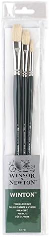 Winsor & Newton Winton Long Handle Brush (3 Pack) (Round 4, Filbert 6, Flat 8) Winsor & Newton