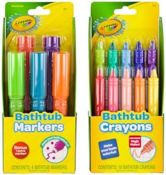 Набор восковых мелков и маркеров для ванной Crayola – 10 мелков и 5 маркеров, безопасные для детей от 3 лет Crayola