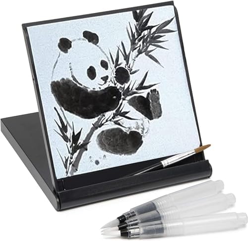 Mini Zen Satori Board - Water Drawing Art Set for Meditation, Mindfulness & Relaxation - Includes Travel-Size Board, 3 Water Brushes - Ideal for Calligraphy, Sketching - Great for Artists Satori