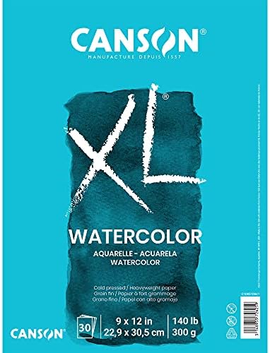 Canson XL Series Watercolor Pad, Heavyweight White Paper, Foldover Binding, 30 Sheets, 9x12 inch Canson