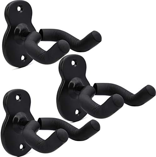 WOGOD Guitar Wall Mount Hangers 3 Pack, Guitar Style Wall Holders Hooks Stands for Acoustic Electric Bass Classical Ukulele Guitars WOGOD