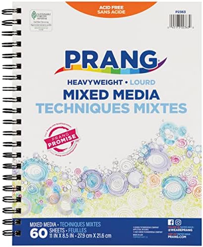 Prang (Formerly Art Street) Mixed Media Journal, Heavyweight, 8.5" x 11", 60 Sheets Prang