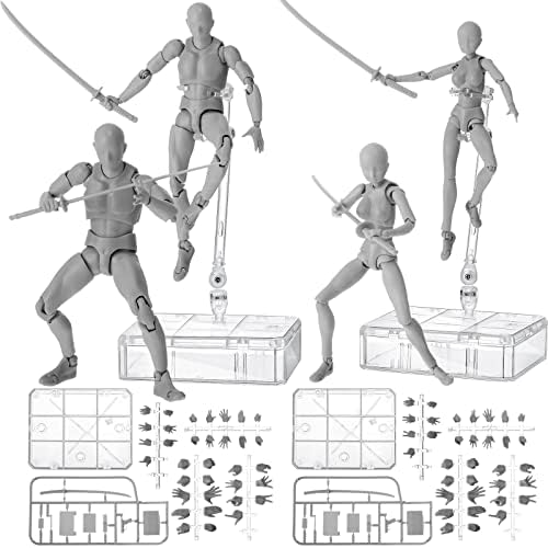 Meooeck 4 Sets Drawing Action Figures Action Figures Body Artists PVC Figure Model Drawing Models Drawing Mannequin Figure for Painting Body Model Artist Decoration Collection Gifts (Beige) Meooeck