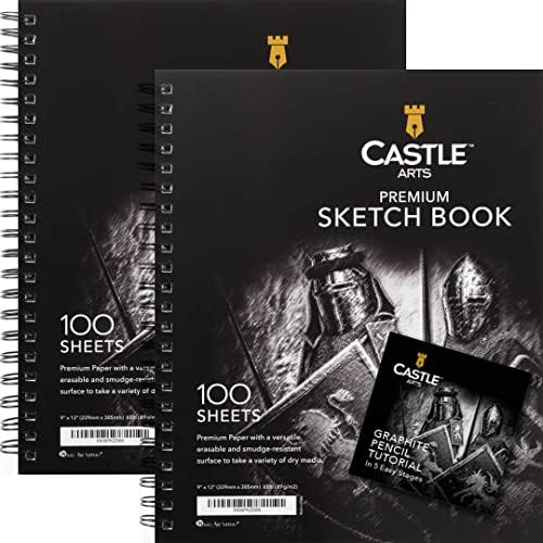 Премиум альбомы для рисования от Castle Art Supplies 22x30 см | Набор из двух альбомов | 200 страниц 90 г/м² Castle Art Supplies