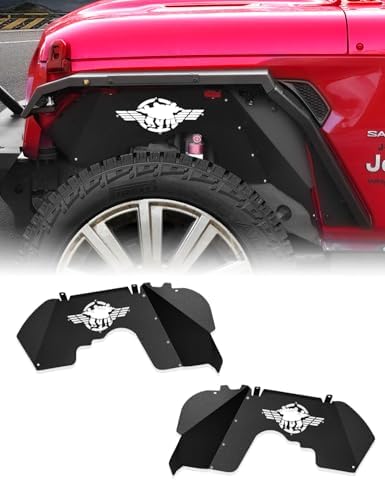 Soldier Front&Rear Inner Fender Liners Aluminum compatible with Jeep Wrangler JL JLU 2018 2019 2020 2021 2022 2023 Unlimited Sahara Rubicon Freedom Sport 2/4-Door(No fit 2020-2022 Gladiator JT) JROAD