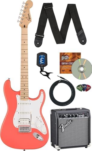 Электрогитара Fender Squier Sonic Stratocaster, комплект с усилителем, кабелем, тюнером, ремнем и DVD от Austin Bazaar Fender