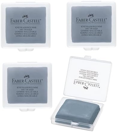 Faber-Castell Erasers - Drawing Art kneaded Erasers, Large Size Grey - 4 Pack Faber-Castell