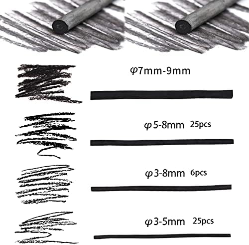 25 pcs Willow Charcoal Sticks for Sketching and Drawing 3-5mm HJYZY