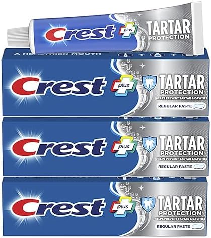 Crest Tartar Protection & Anticavity Toothpaste with Fluoride, Regular Paste, 2.4oz (Pack of 3) Crest