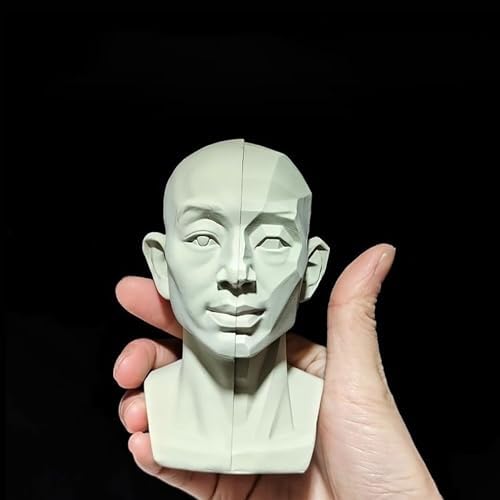 Generic Head Model for Artists, 2in1 Original & Planar Face, for Learning Planes and Light Details, Small Mannequin Manikin Head for Art Drawing Skecthing Study (Small(11cm)) Generic