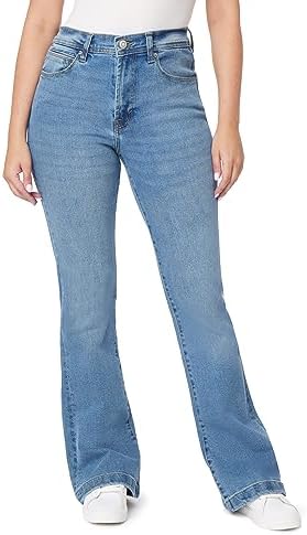 kensie Jeans for Women The Savannah High-Rise Flare Trouser Hem 32-Inch Inseam, Size 0-14 Kensie