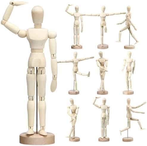 Soaoo 12 Pcs Artists Wooden Manikin Jointed Mannequin 8 Inch Flexible Wooden Mannequin Wooden Drawing Figure Model for Artists Sketching Drawing Painting Home Office Desk Decoration Soaoo