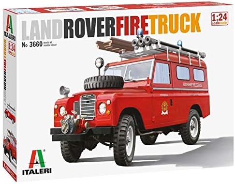 Italeri 3660S 3660S-1:24 Land Rover Fire Truck, Building, Stand Model Making, Crafts, Hobby, Gluing, Plastic Construction Kit, Unlackiert Italeri