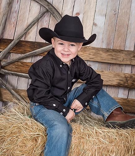 Cowboy Hats for Kids Vintage Wide Brim Roll Up Black Felt Cowboy Hat Girls Fashion Hat with Belt Buckle (4-8T) Inogih