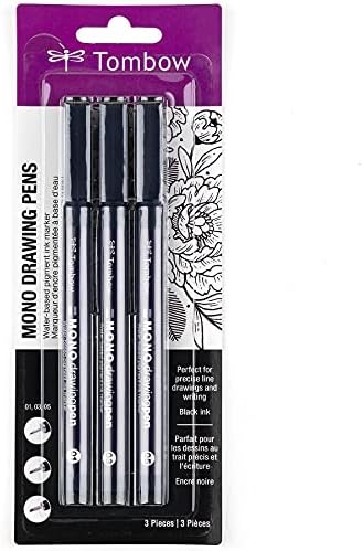 Tombow 66403 MONO Drawing Pen, 3-Pack. Create Precise, Detailed Drawings with Three Tip Sizes – 01, 03 and 05 Tombow