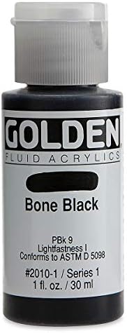 Pro-Art Golden Pro-Art Fluid ACR Bone Black 1oz GOLDEN