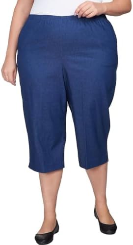 Alfred Dunner Women's Size All Around Denim Plus Capris Pants-Elastic Waist Jeans Alfred Dunner