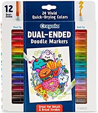 Crayola Dual Chisel Tip & Brush Markers (12ct), Markers for Adults, Art Marker Set, Coloring Supplies, Gifts for Teens & Adults Crayola