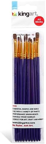 KINGART 216-30 All Purpose 30 Pc. Art, Craft & Hobby Paint Brush Set, Large Selection of Round & Flat Brushes, Synthetic Gold Nylon, Short Handle, For Oil, Acrylic & Watercolor Paint, Great for Groups Kingart