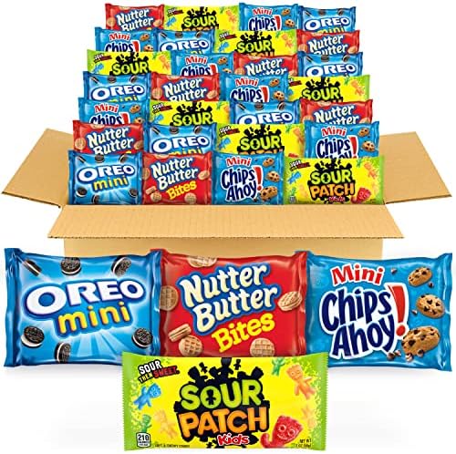 Мини-печенье OREO, мини-печенье CHIPS AHOY!, конфеты SOUR PATCH KIDS и мини-печенье Nutter Butter Bites - 32 упаковки Oreo