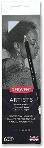 Derwent Artists Black & White Pencils, Set of 6 Art Pencils (2302342) Derwent