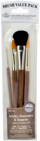 Royal Brush Langnickel Gold Taklon Brush Set Value Pack, Mop Royal & Langnickel