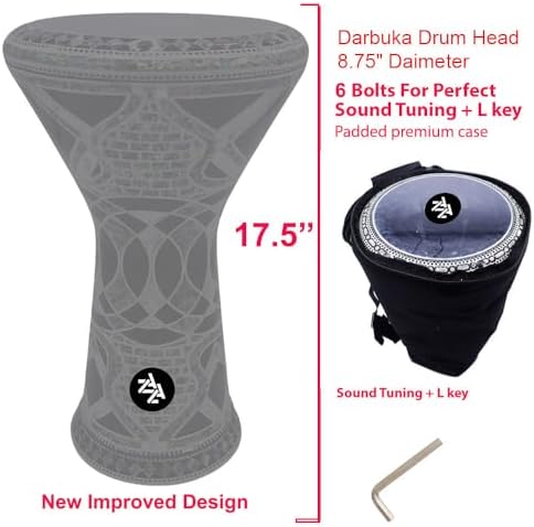 The 17.5" Zaza Percussion Real Green Mother of Pearl Egyptian Darbuka Doumbek (Black Fort) Zaza Percussion