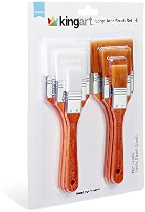 KINGART Large Area Brush Set of 6, Red/Silver/White/Gold Kingart