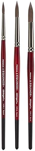 KINGART 1060D Premium 3 Pc. / Sizes Equinox 747R Round Watercolor Artist Brush Set, Soft Synthetic Kazan Squirrel, Short Handle, Sizes 4, 8, 12 Kingart