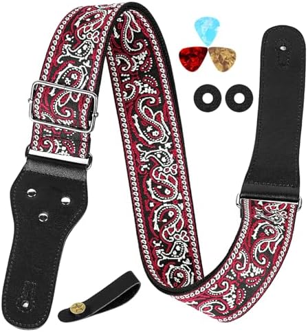 Musiin Guitar Strap Classic Style Pattern Guitar Strap Set for Bass, Electric & Acoustic Guitar Musiin