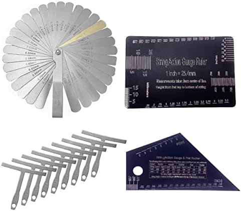 Набор инструментов Jiayouy для настройки гитары: 12 предметов, включая метровую линейку, рокер, щупы и радиусные шаблоны Jiayouy