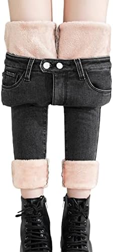 Yeokou Womens Warm Sherpa Fleece Lined Stretch Slim Denim Leggings Thick Skinny Winter Jeans Yeokou