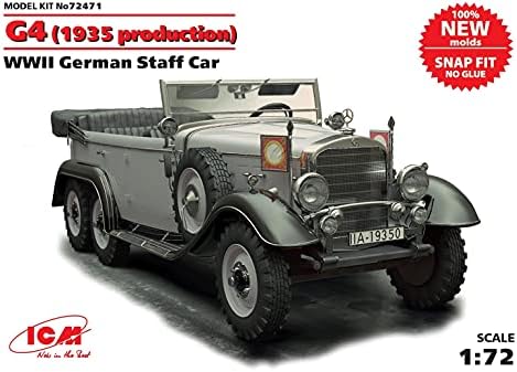 ICM Models ICM 1/72 G4 1935 Prod WWII German Staff Car Snap Fit Model Kit Icm