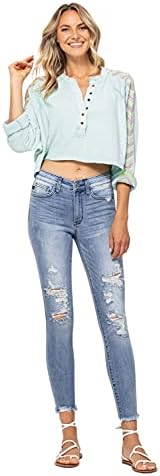 Judy Blue Women's Mid-Rise Destroyed Skinny Jeans Judy Blue