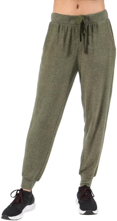 LA CERA Women's Plus Size Brushed Knit Stretch Joggers - 80% Rayon, 15% Polyester, 5% Spandex, Side Pockets, Elastic Waist La Cera