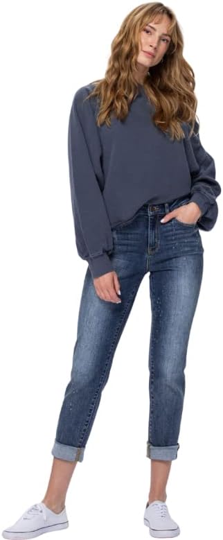 Judy Blue Hi-Rise Bleach Splash Boyfriend Jeans - 82346 (7) Blue Judy Blue