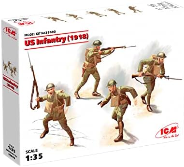 ICM 35693 Plastic Military Model Kit US Infantry (1918) (4 Figures) - Scale 1:35 Icm