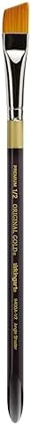 KINGART Premium Original Gold 9400A-1/2 ANGULAR SHADER Series Artist Brush, Golden Taklon Synthetic Hair, Short ACRYLIC HANDLE, for Acrylic, Watercolor, Oil and Gouache Painting, Size 1/2" Kingart