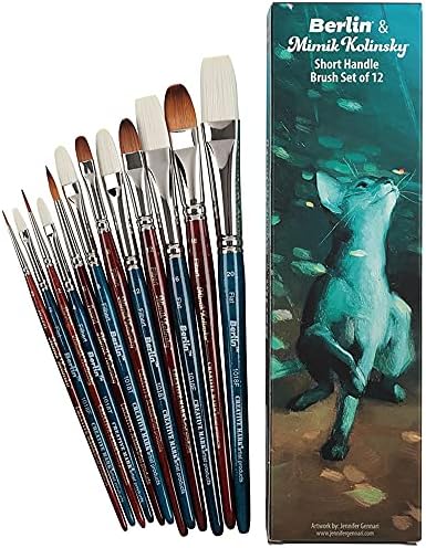 Creative Mark Mimik Kolinsky Synthetic Sable Short Handle Brushes and Sets - Elite Professional Brushes for Painting, Artists, Students, & More! - [Sampler Set of 4 - Set] Creative Mark