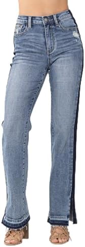 Judy Blue High Waist Side Seam Detail Straight Leg Jeans for Women 88641- Judy Blue