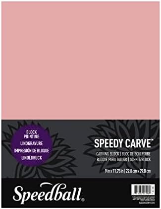 Speedball 4196 Speedy-Carve Block Printing Carving Block – Soft, Easy Carve Surface – 9 x 11-3/4 Inches, Pink Speedball