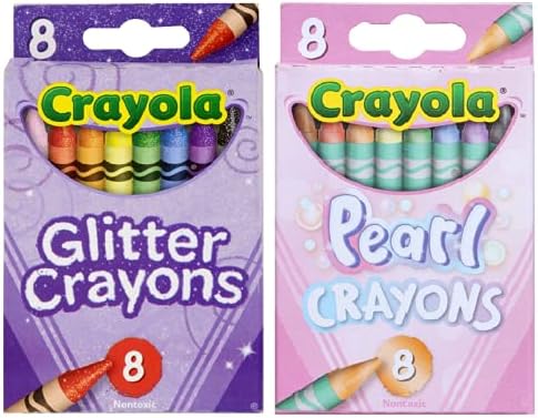 Glitter and Pearl Crayons, 8 count each Crayola