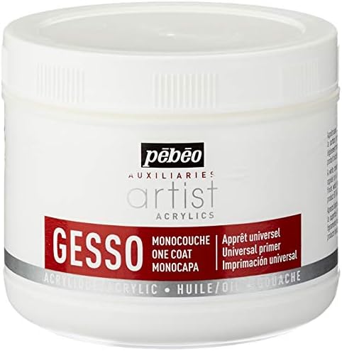 Pebeo Artist Acrylics Auxiliaries One Coat Gesso, 500-Milliliter PEBEO