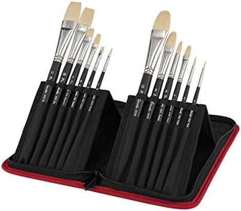 Creative Mark Pro Stroke Powercryl Paint Brush Artist Set with Zippered Black Travel Organizer Case for Oil Gouache Acrylics and Watercolor Paints, 12 Pieces, Pack of 1 Creative Mark