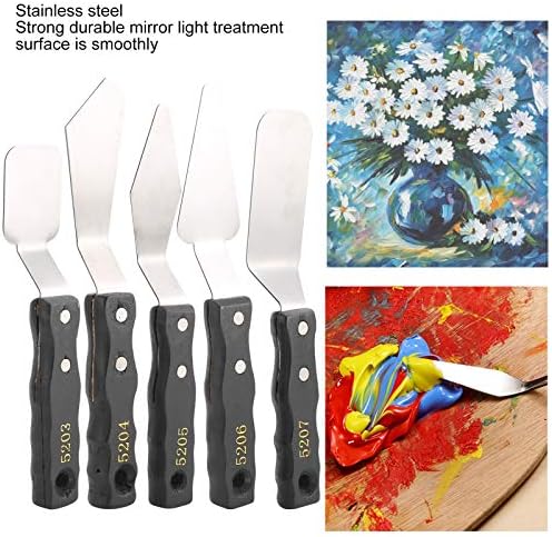 5pc Palette Knives Palette Knives Spatula Acrylic Paint Knife Black Wood Handle Stainless Steel Palette Knives Paint Artist Knife Pssopp